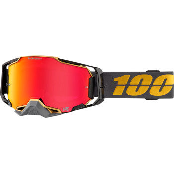 100% Armega Goggles - HiPER Lens Falcon 5/HiPER Red Mirror - Front View with Side Strap