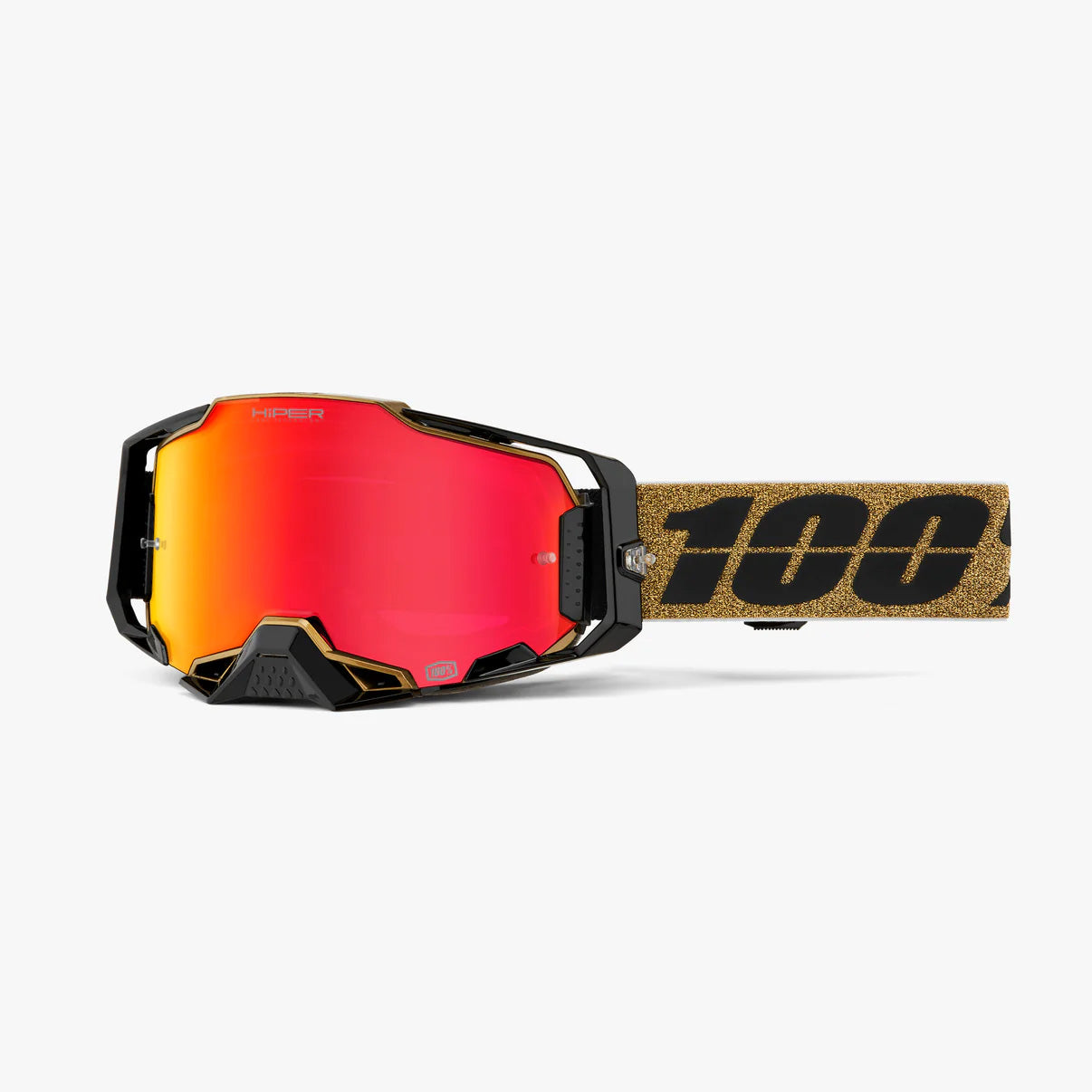 100% Armega Goggles - HiPER Lens Glory/HiPER Red Mirror - Front View with Side Strap