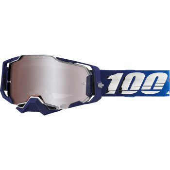 100% Armega Goggles - HiPER Lens Novel/HiPER Silver Mirror - Front View with Side Strap