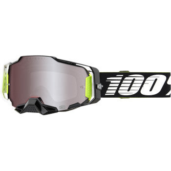 100% Armega Goggles - HiPER Lens RACR/HiPER Silver Mirror - Front View with Side Strap