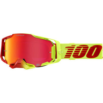 100% Armega Goggles - HiPER Lens Solaris/HiPER Red Mirror - Front View with Side Strap