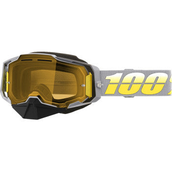 100% Armega Snow Goggles - Yellow Lens Complex - Front View with Side Strap