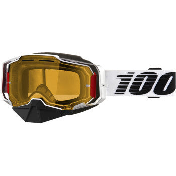 100% Armega Snow Goggles - Yellow Lens Lightsaber - Front View with Side Strap