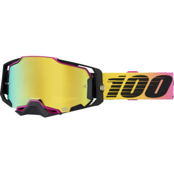 100% Armega Goggles - Mirror Lens 91/Gold Mirror - Front View with Side Strap