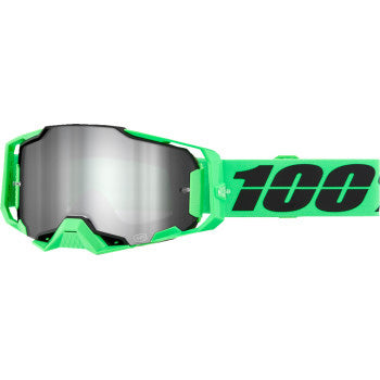 100% Armega Goggles - Mirror Lens Anza 2/Silver Mirror - Front View with Side Strap