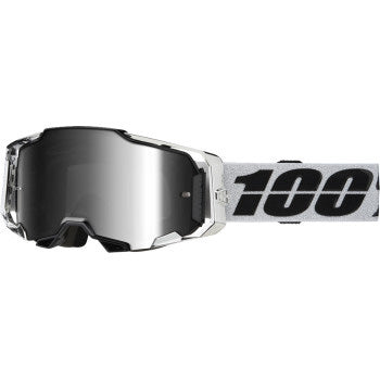 100% Armega Goggles - Mirror Lens Atac/Silver Mirror - Front View with Side Strap