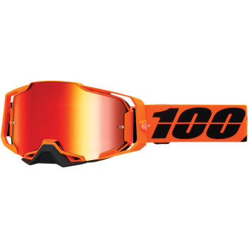 100% Armega Goggles - Mirror Lens CW2/Red Mirror - Front View with Side Strap