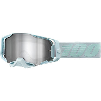 100% Armega Goggles - Mirror Lens Fargo/Silver Flash Mirror - Front View with Side Strap