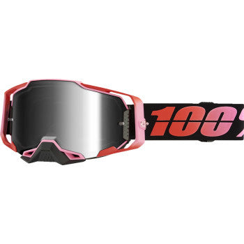 100% Armega Goggles - Mirror Lens Guerlin/Silver Mirror - Front View with Side Strap