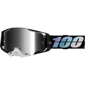 100% Armega Goggles - Mirror Lens Krisp/Silver Mirror - Front View with Side Strap