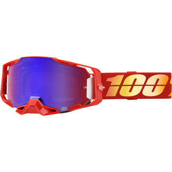 100% Armega Goggles - Mirror Lens Nuketown/Red/Blue Mirror - Front View with Side Strap