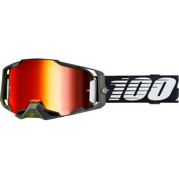 100% Armega Goggles - Mirror Lens Soledad/Red Mirror - Front View with Side Strap