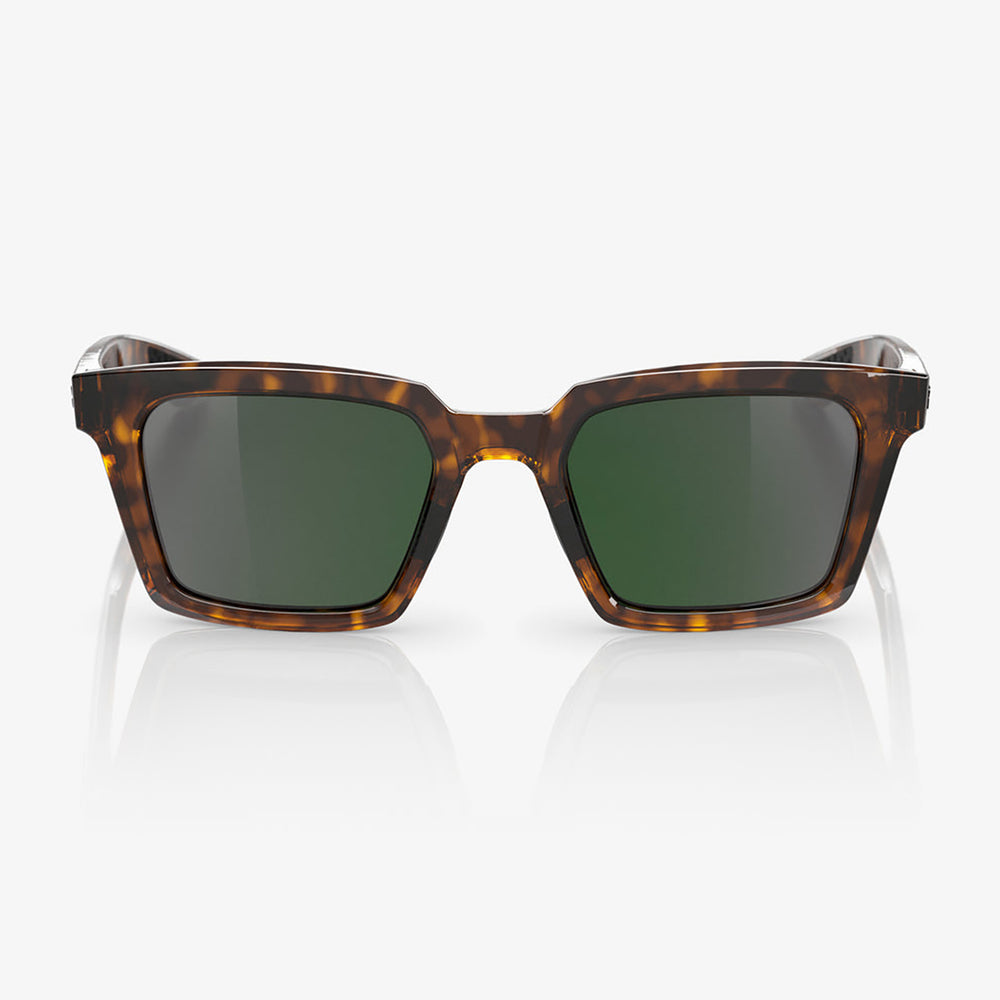 100% Erba Sunglasses Gloss Havana/Grey Green - Front View