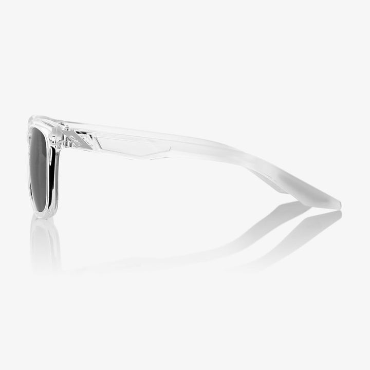 100% Hudson Sunglasses Polished Crystal Haze/Black Mirror - Side View