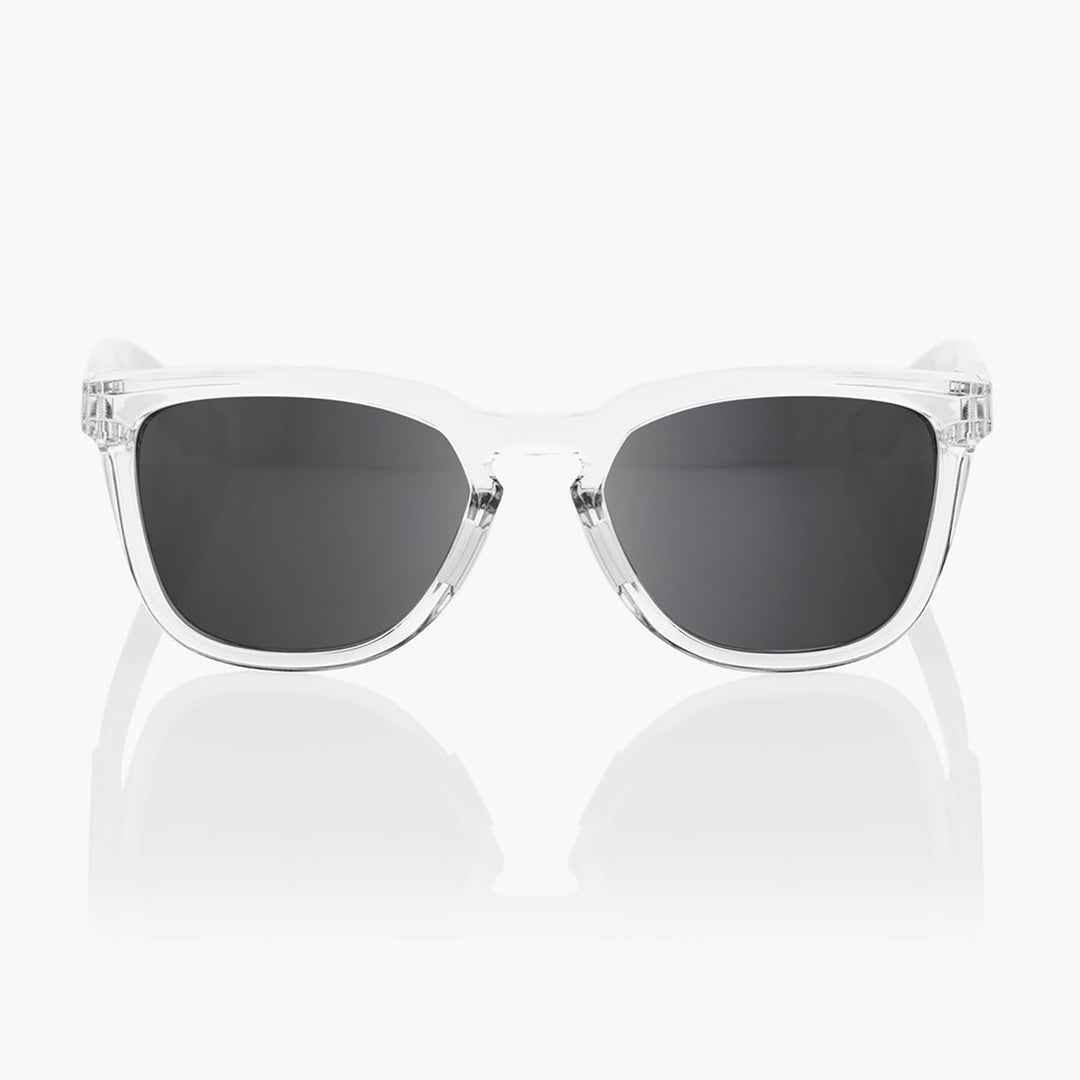 100% Hudson Sunglasses Polished Crystal Haze/Black Mirror - Front View