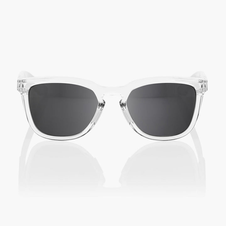 100% Hudson Sunglasses Polished Crystal Haze/Black Mirror - Front View