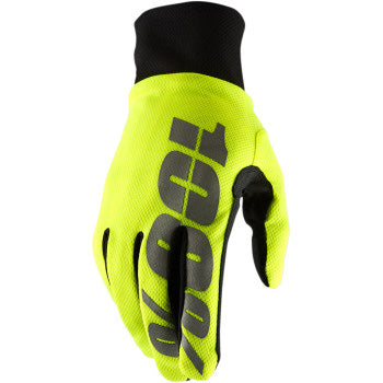 100% Hydromatic Waterproof Glove Fluo Yellow - Back of Hand View