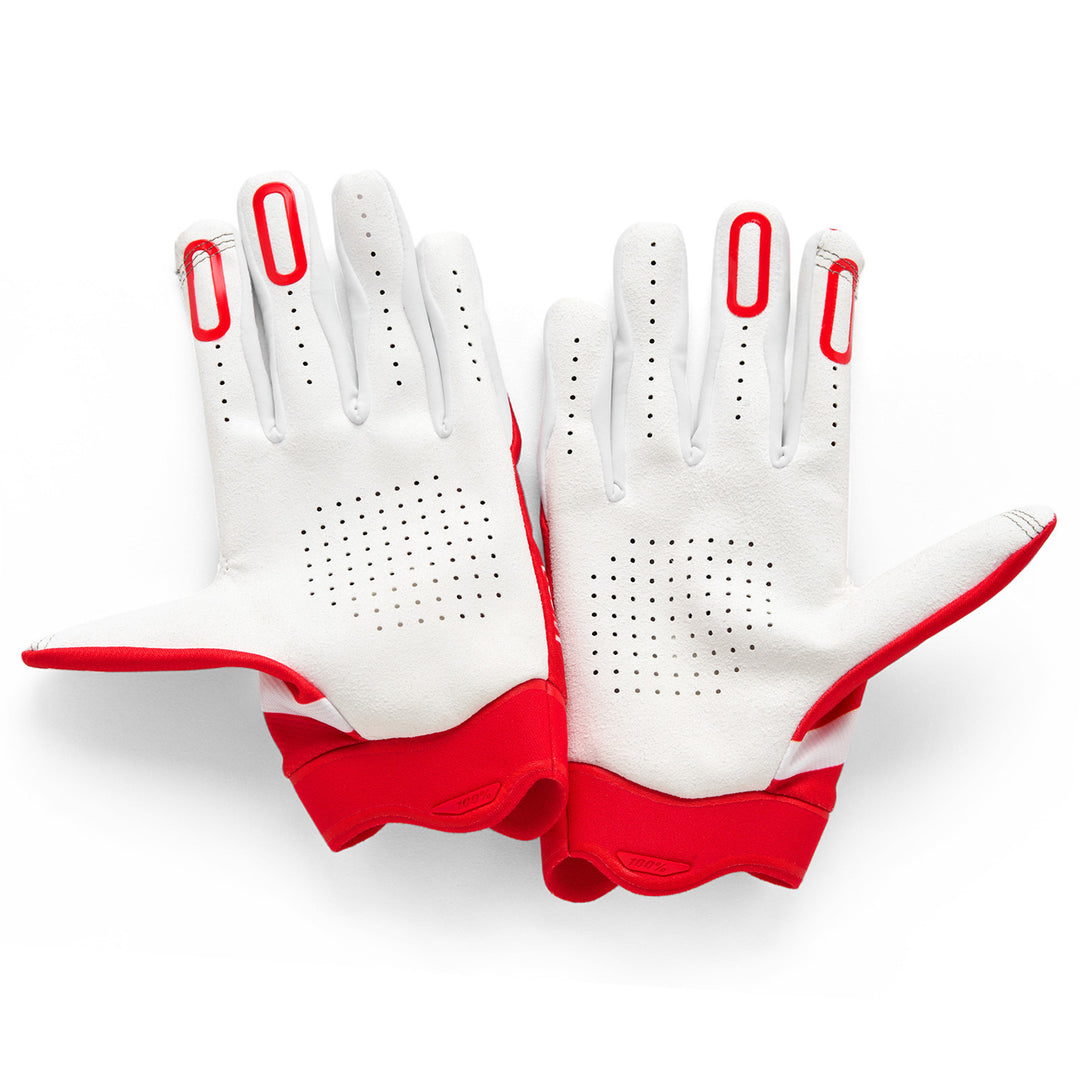 100% iTrack 2 Gloves Red - Palm View of Pair