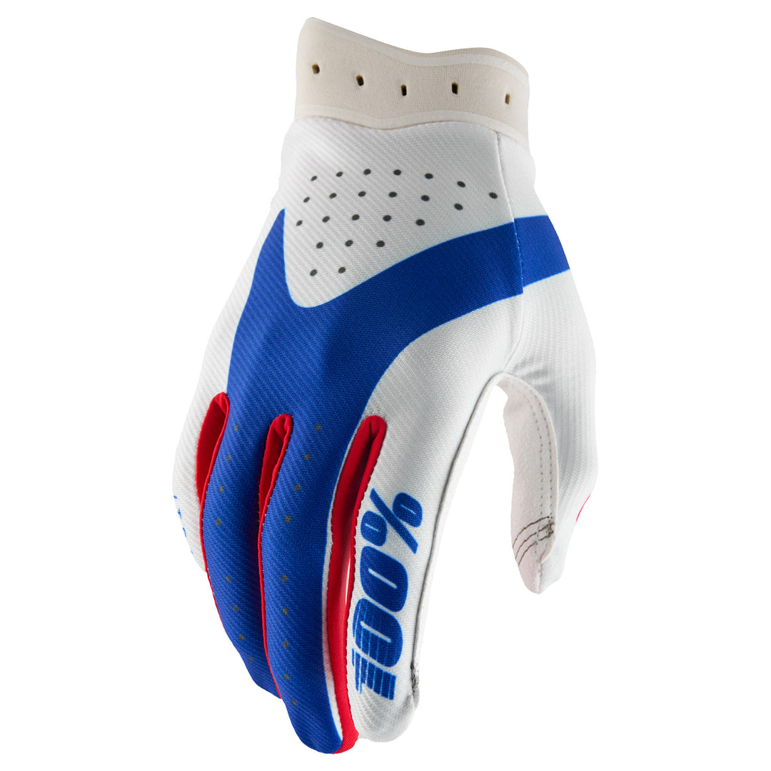 100% iTrack 2 Gloves Red/White/Blue - Back of Hand View