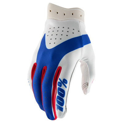 100% iTrack 2 Gloves Red/White/Blue - Back of Hand View