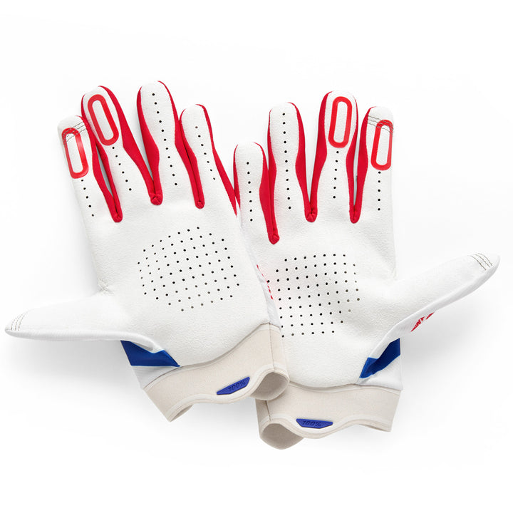 100% iTrack 2 Gloves Red/White/Blue - Palm View of Pair