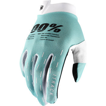 100% Men's iTrack Glove Aqua - Back of Hand View