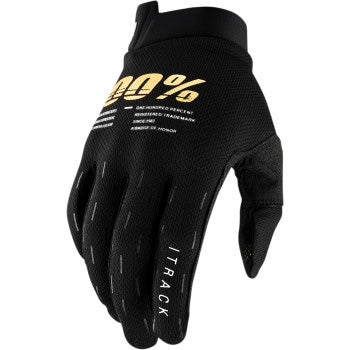 100% Men's iTrack Glove Black - Back of Hand View