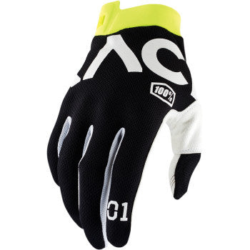 100% Men's iTrack Glove Racr Black - Back of Hand View