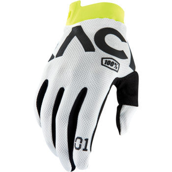 100% Men's iTrack Glove Racr White - Back of Hand View