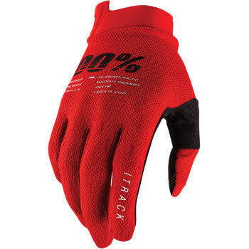 100% Men's iTrack Glove Red - Back of Hand View