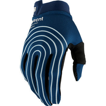 100% Men's iTrack Glove Rewind Navy - Back of Hand View