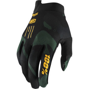 100% Men's iTrack Glove Sentinel Black - Back of Hand View