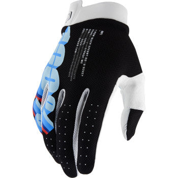 100% Men's iTrack Glove System Black - Back of Hand View