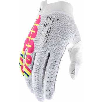 100% Men's iTrack Glove System White - Back of Hand View