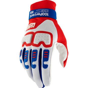 100% Langdale Glove Red/White/Blue - Back of Hand View