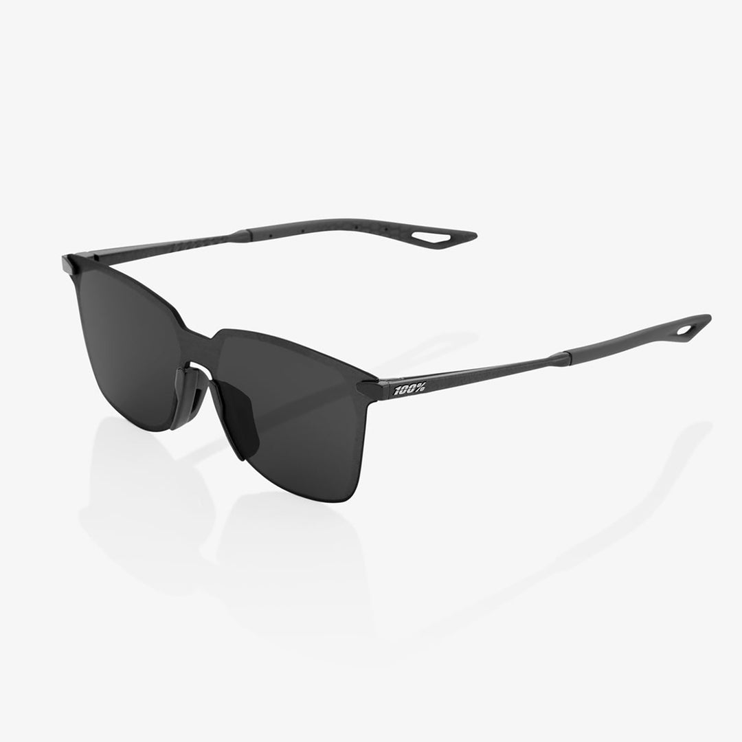 100% Legere Square Sunglasses Polished Black/Smoke - Front Side View