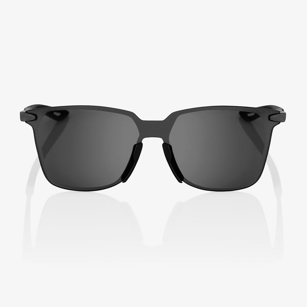 100% Legere Square Sunglasses Polished Black/Smoke - Front View