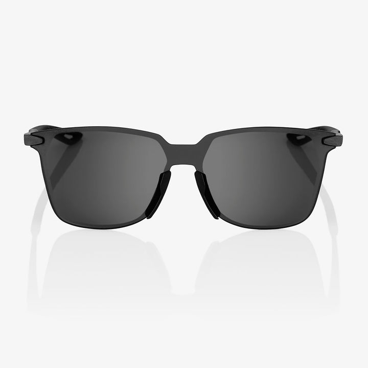 100% Legere Square Sunglasses Polished Black/Smoke - Front View