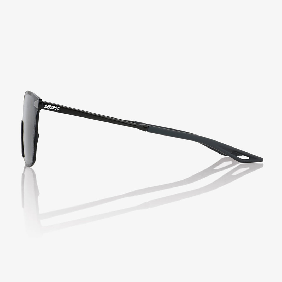 100% Legere Square Sunglasses Polished Black/Smoke - Side View