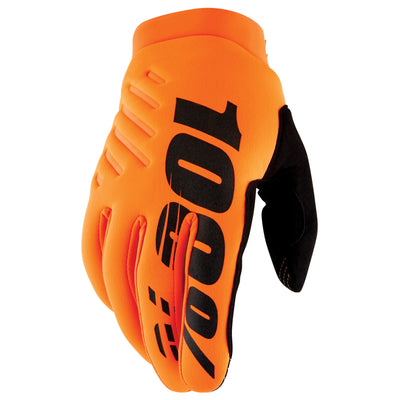 100% Men's Brisker Glove Fluo Orange/Black - Back of Hand View