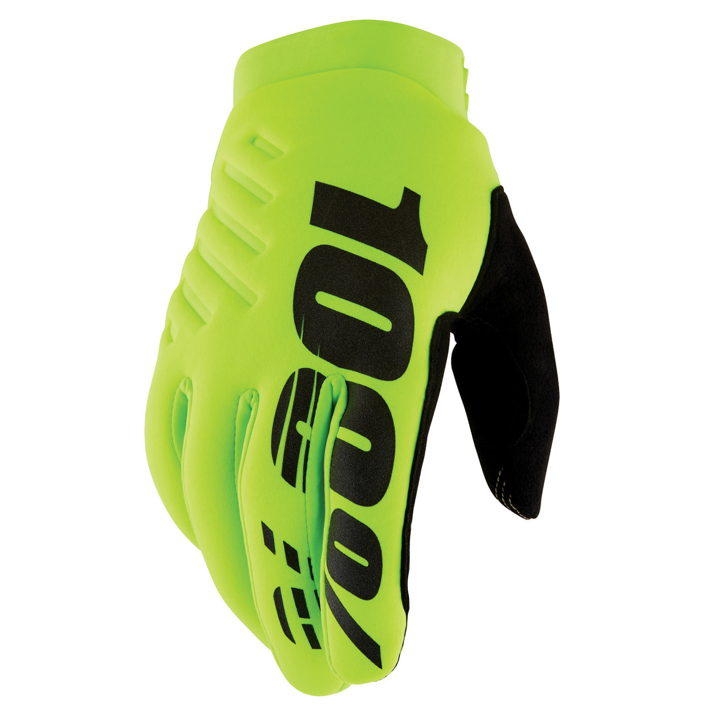 100% Men's Brisker Glove Fluo Yellow - Back of Hand View