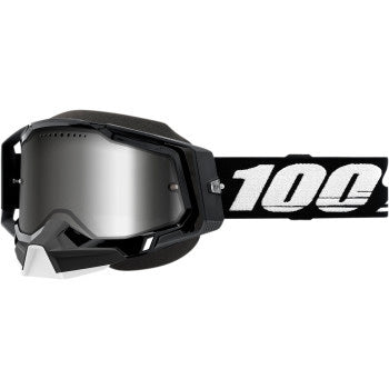 100% Racecraft 2 Snow Goggles - Mirror Lens Black/Silver Mirror - Front Side View