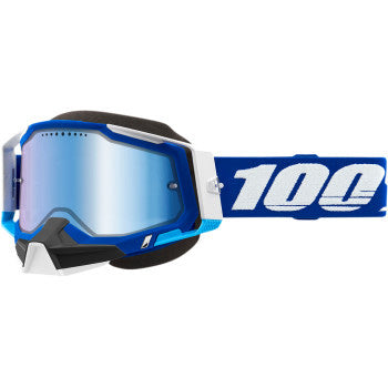 100% Racecraft 2 Snow Goggles - Mirror Lens Blue/Blue Mirror - Front Side View