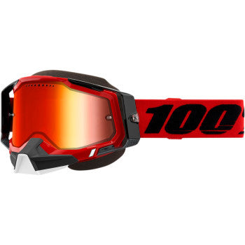 100% Racecraft 2 Snow Goggles - Mirror Lens Red/Red Mirror - Front Side View