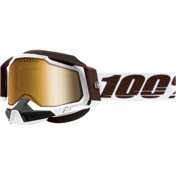 100% Racecraft 2 Snow Goggles - Mirror Lens Snowbird/True Gold Mirror - Front Side View