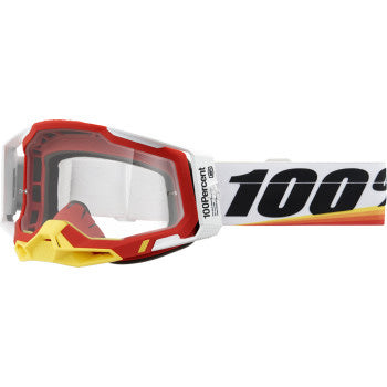 100% Racecraft 2 Goggles - Clear Lens Arsham Red - Front Side View
