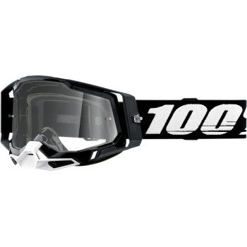 100% Racecraft 2 Goggles - Clear Lens Black - Front Side View