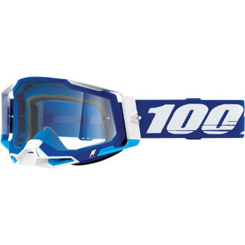 100% Racecraft 2 Goggles - Clear Lens Blue - Front Side View