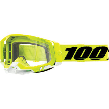 100% Racecraft 2 Goggles - Clear Lens Fluo Yellow - Front Side View