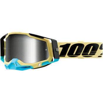 100% Racecraft 2 Goggles - Mirror Lens Airblast/Silver Mirror - Front Side View